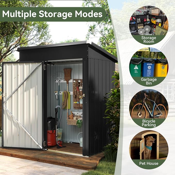 Aoxun 5x3FT Outdoor Shed Metal Storage Shed - Image 7