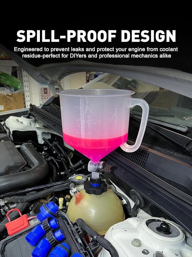 SMART JERRY - Coolant Bleeder Kit, Universal Radiator Burping Funnel, No-Spill - Image 6