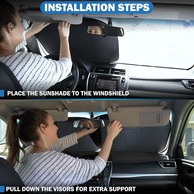 2-Piece RV Windshield Sunshade | Reflective 240T Polyester Front Windshield - Image 5
