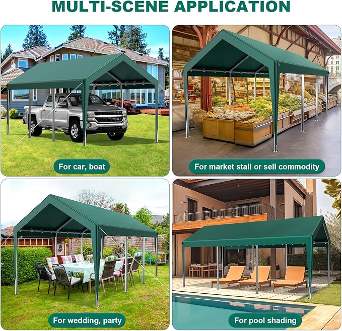 12x20FT Heavy Duty Carport Potable Car Canopy Garage Party Tent Boat Shelter - Image 4