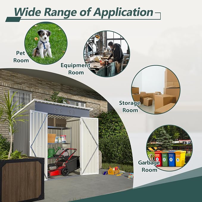 6x4 FT Outdoor Metal Storage Shed - Image 6
