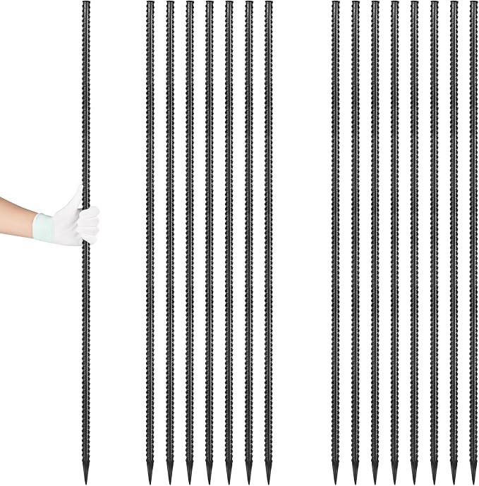 Rebar Stakes 48 inches 16-Pack Concrete Form Stakes Straight 3/8" Diameter by Besitu