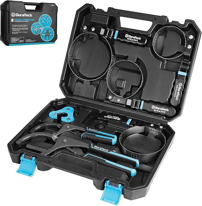 DURATECH 8-Piece Oil Filter Swivel Wrench Set, Wrenches Cover 2-3/4" to 5-1/4" by DURATECH