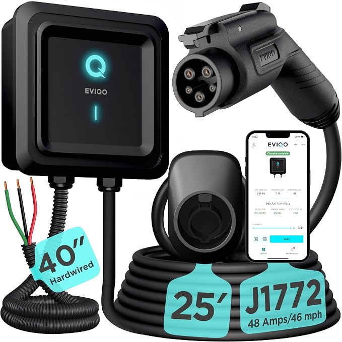 EVIQO EV Charger Level 2-48 Amp Level 2 EV Charger Hardwired, 240V Electric by EVIQO