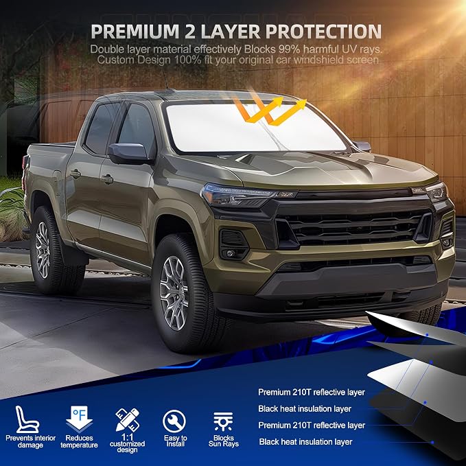 Windshield Sun Shade for Ch-evro-let Colorado 2023-2025 2026 Foldable Sunshade - Image 3