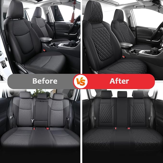 MIROZO Seat Covers for rav4, Waterproof Car Seat Covers Faux Leather Seat Cover - Image 5