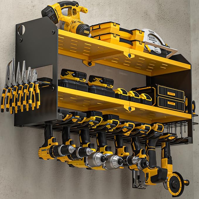 YYR Power Tool Organizer Wall Mount, Cordless Drill and Battery Holder by YYR