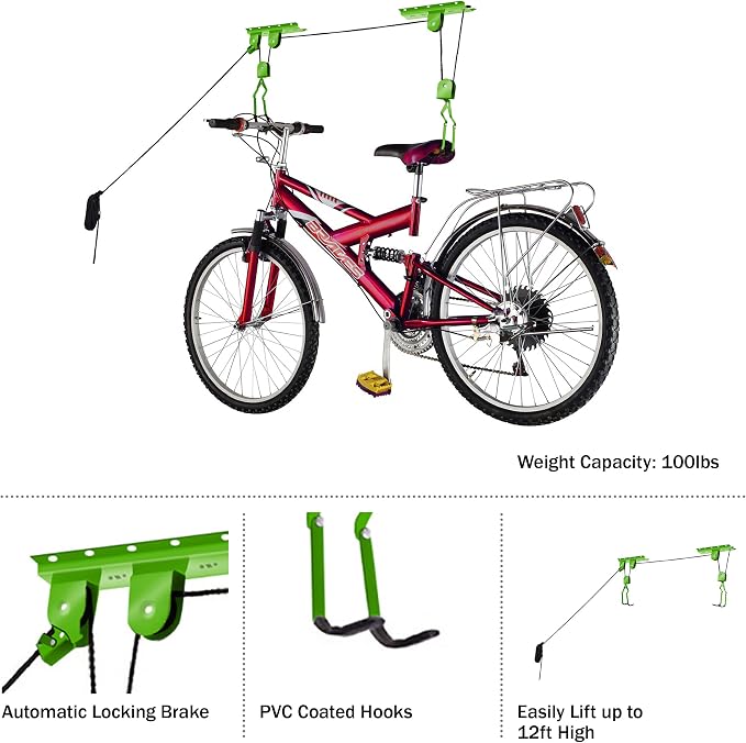 Bike Lane Products Bicycle Hoist 2-Pack Quality Garage Storage Bike Lift - Image 9