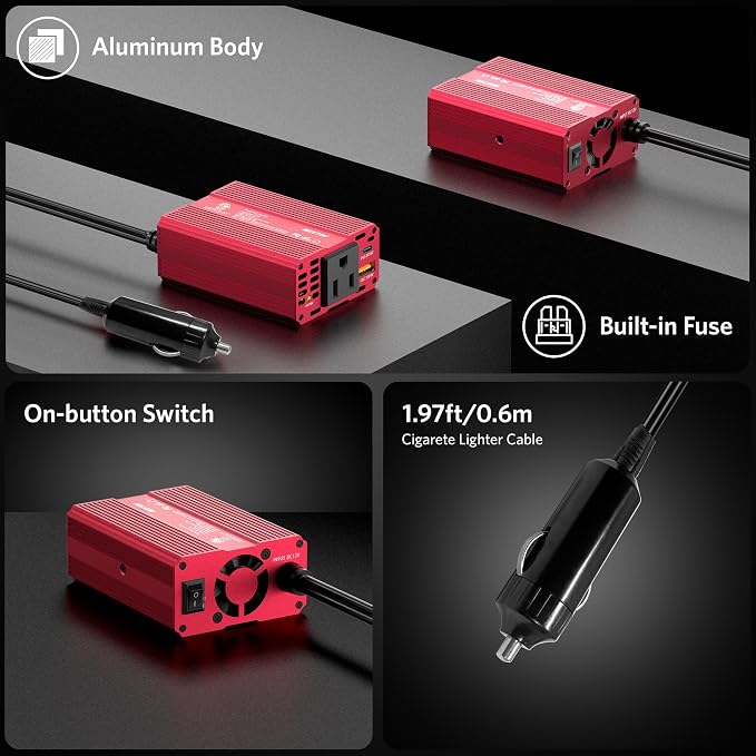 BESTEK 150W Car Power Inverter, DC 12V to 110V AC Converter Laptop Car Charger - Image 5