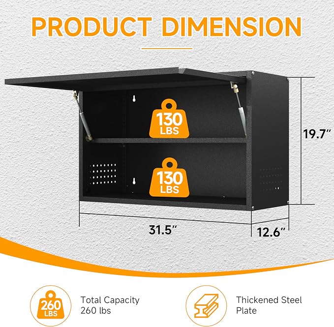 Metal Wall Cabinet with Up-flip Door, Metal Wall Storage Cabinet with - Image 3