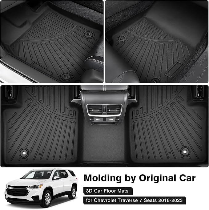 Powerty Floor Mats for 2018-2024 2025 Chevy Chevrolet Traverse 7 Seater - Image 2