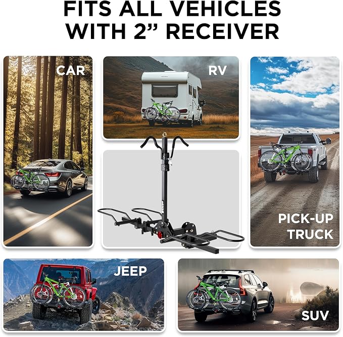 Young 200 lbs. Capacity Hitch Mounted 2-Bike Rack - Image 9