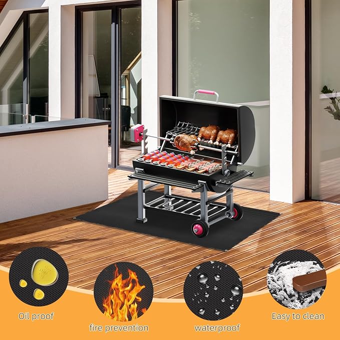 Under Grill Mat for Outdoor Grilling, 60 x 48 inches Double-Sided Fireproof - Image 5