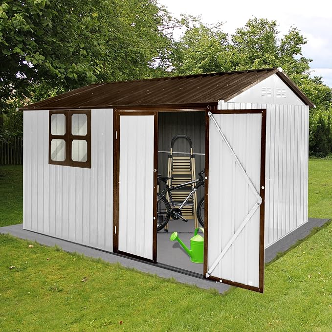 8x10 FT Outdoor Storage Shed, Metal Garden Shed - Image 8