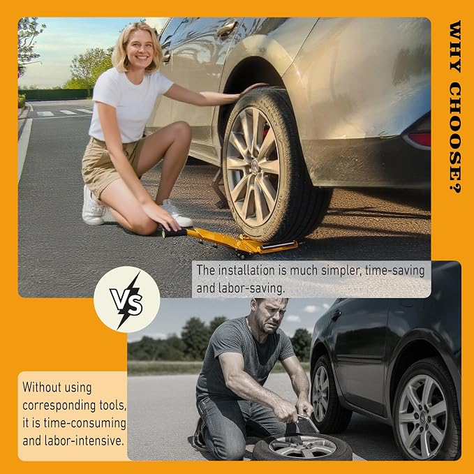 Adjustable Portable Tire Jack, Detachable Roller Plate, Heavy-Duty Tire Lifting - Image 2