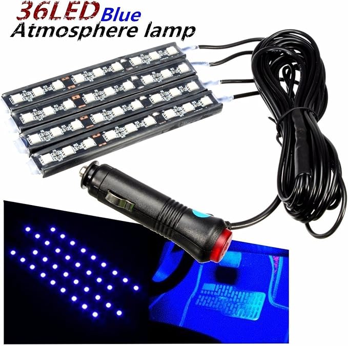 Car LED Strip Light, EJ's SUPER CAR 4pcs 36 LED Car Interior Lights Under Dash - Image 4