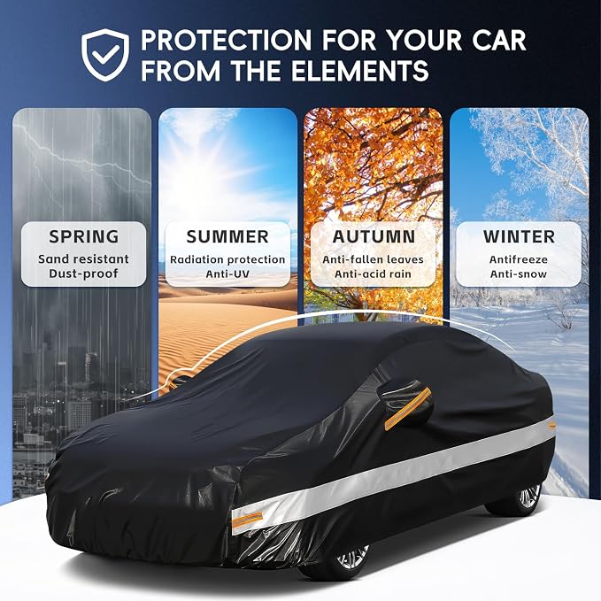 10 Layers Car Cover Custom Fit for Honda Civic Sedan Waterproof All Weather for - Image 5