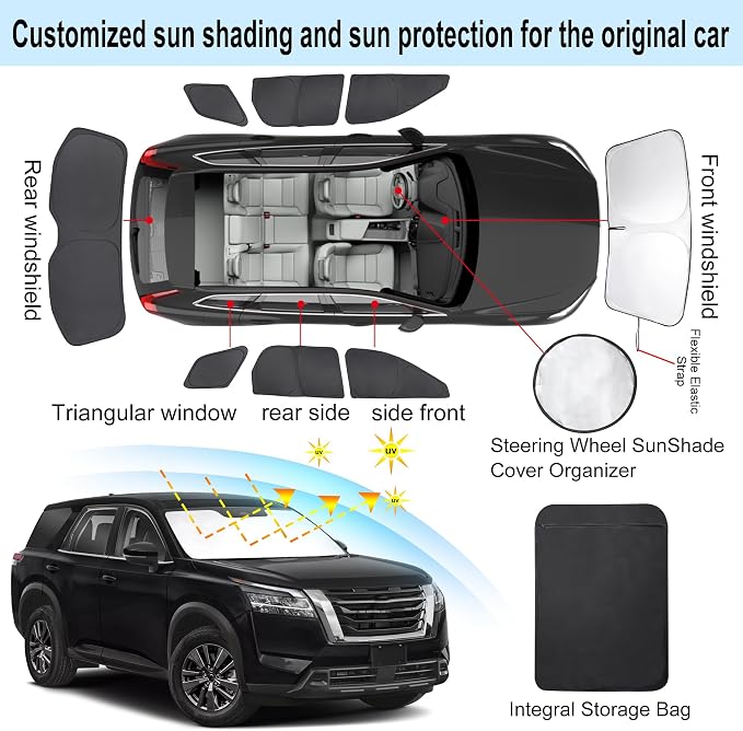 TINGLU Window Shades for Nissan Pathfinder 2022-2025 Accessories Car Side Full - Image 3