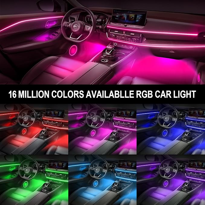 Acrylic Interior Car Lights, WEBUPAR Car Accessories 10 in 1 Car LED Strip - Image 3