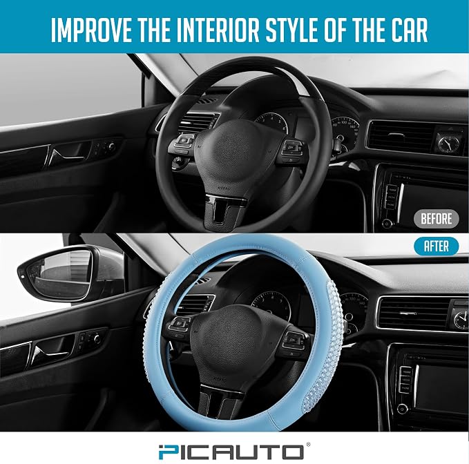PIC AUTO Gel Particles Steering Wheel Cover, Universal Fit 14.5"-15.5" - Image 5