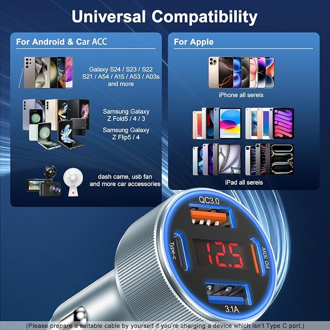 Car Phone Charger for iPhone 16 15, Besgoods USB C Car Charger Adapter 4 Ports - Image 7