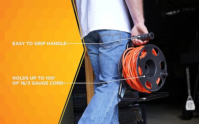 Woods Heavy Duty Metal Extension Cord Reel Stand, Holds up to 100 Ft 14/3 Cords - Image 4