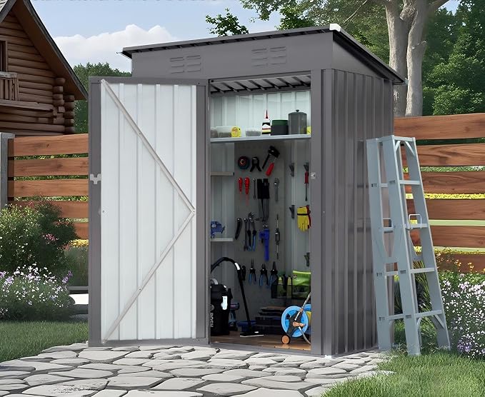 5X3 FT Metal Outdoor Storage Shed, Waterproof Tool House by Unknown