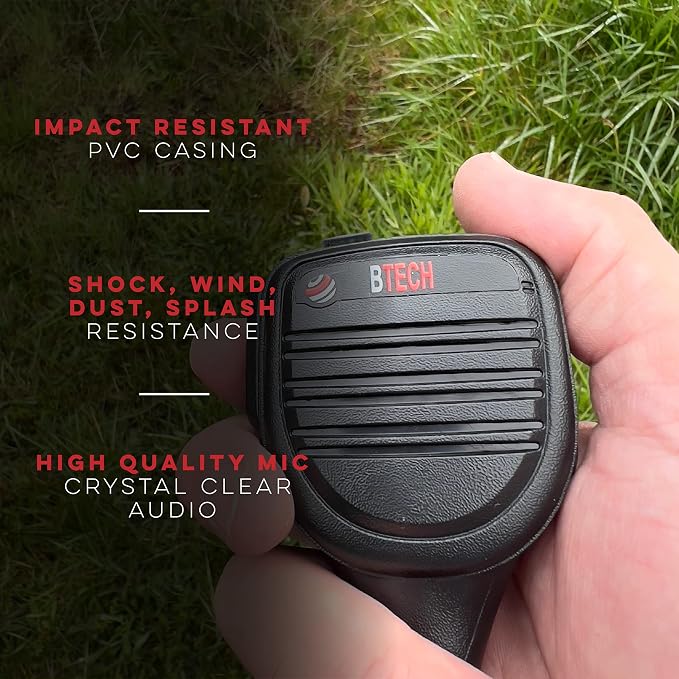 BTECH QHM22D Dual Push-to-Talk Speaker Mic, Platinum Series IP54 Rainproof - Image 4