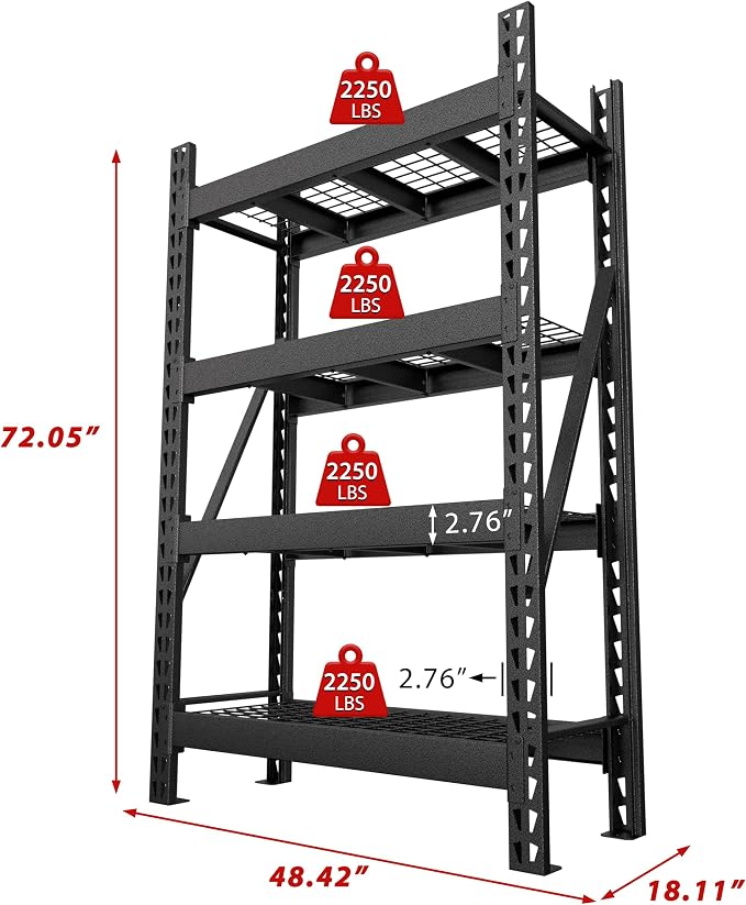 MUPATER 4-Tier Garage Shelving, 9000 LBS Heavy Duty Metal Storage Shelves - Image 3