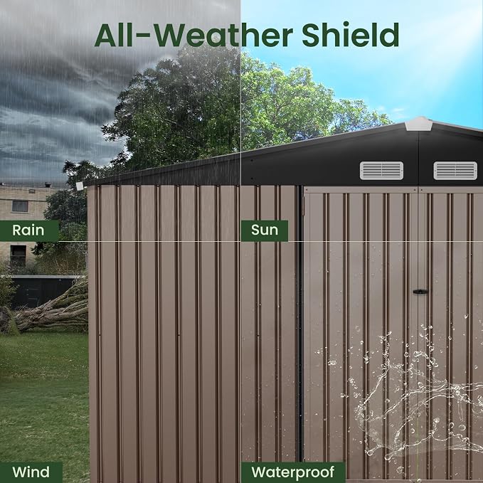 GVDV 10X12 FT Outdoor Storage Shed, Durable Metal Outside Storage - Image 5