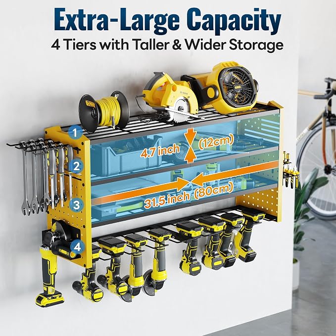Tomorotec Wall-Mounted Power Tool Storage Rack - Image 2