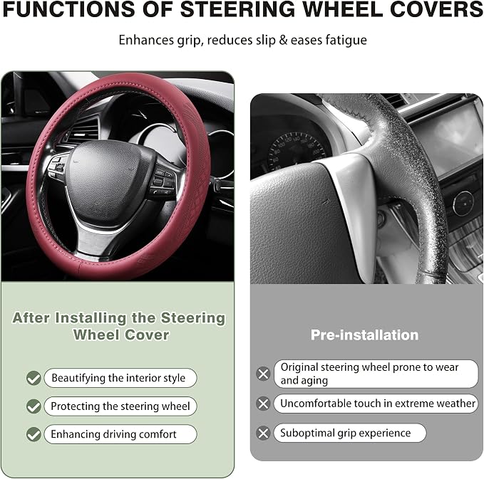 【2025 Model】 Breathable Soft Leather Car Steering Wheel Cover - Image 3