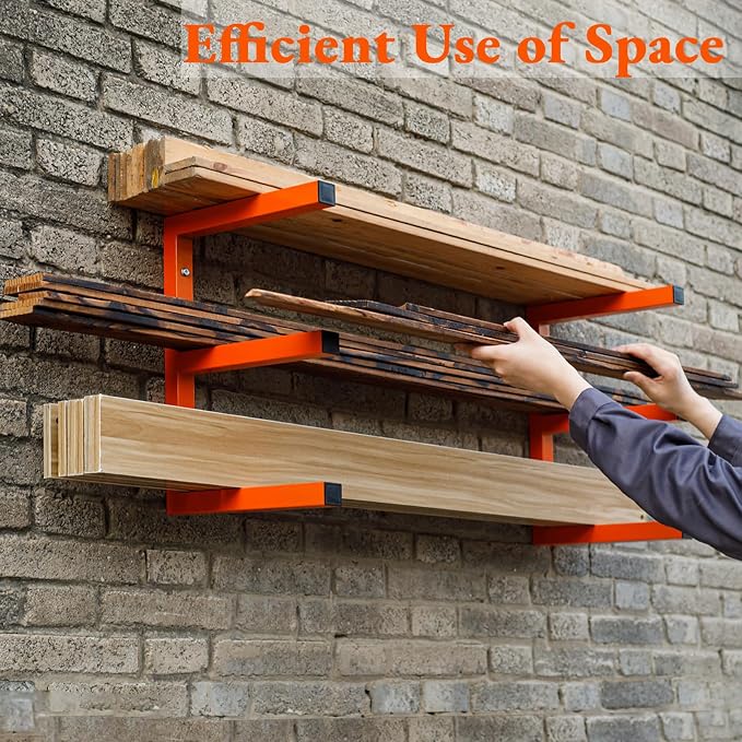 Lumber Storage Rack Wall Mount, Heavy Duty Metal Wood Organizer - Image 6