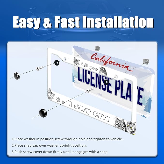 Cute Cats License Plate Frame Tell Your I Say Cat License Plate Stainless Steel - Image 3