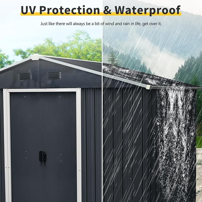 4x8 FT Outdoor Storage Shed, Metal Garden Shed - Image 6