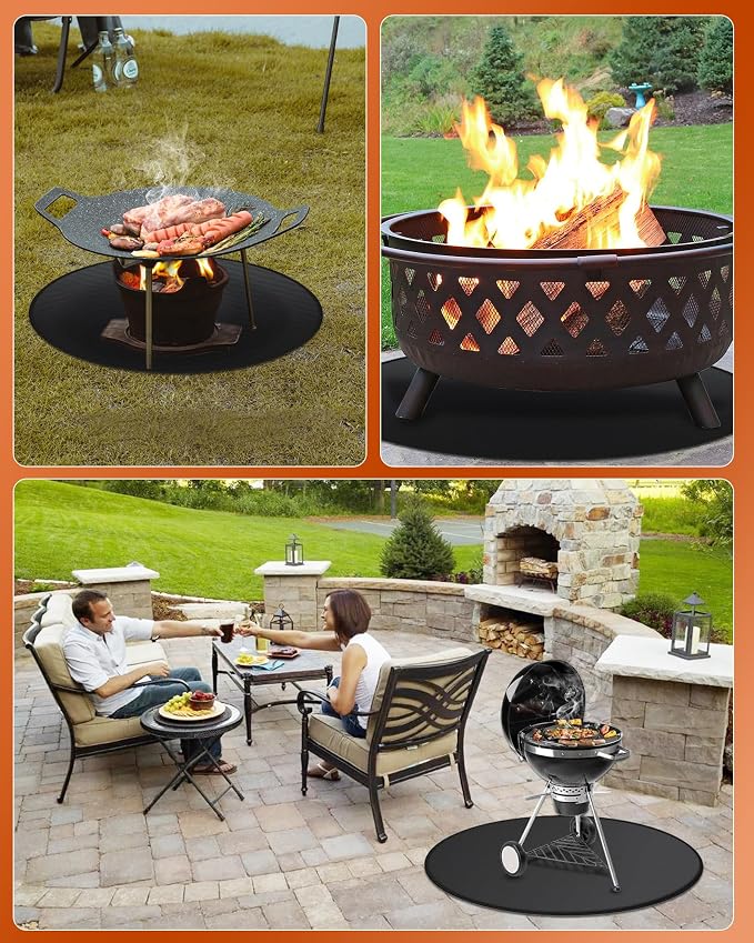 Round BBQ Grill Mat, 36 inches Double-Sided Fireproof Pad - Image 7