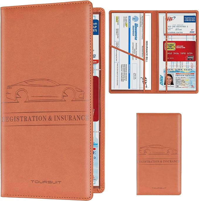 TOURSUIT Car Registration and Insurance Card Holder, Vehicle License Document by TOURSUIT