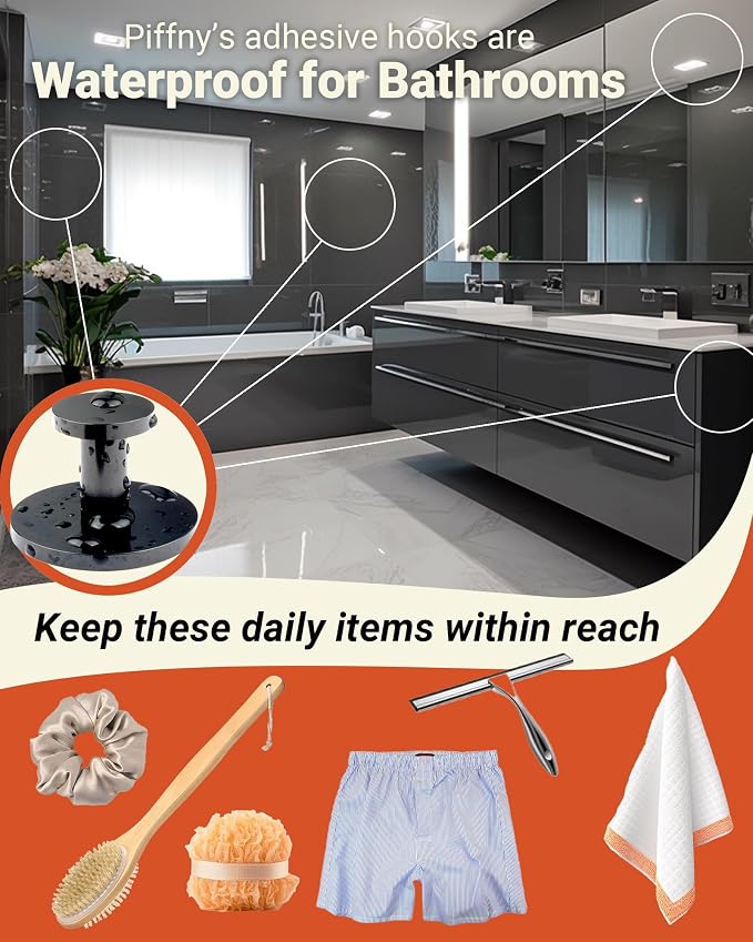Round Adhesive Hooks for Hanging Towels, and Robes in The Bathroom, and on Doors - Image 3