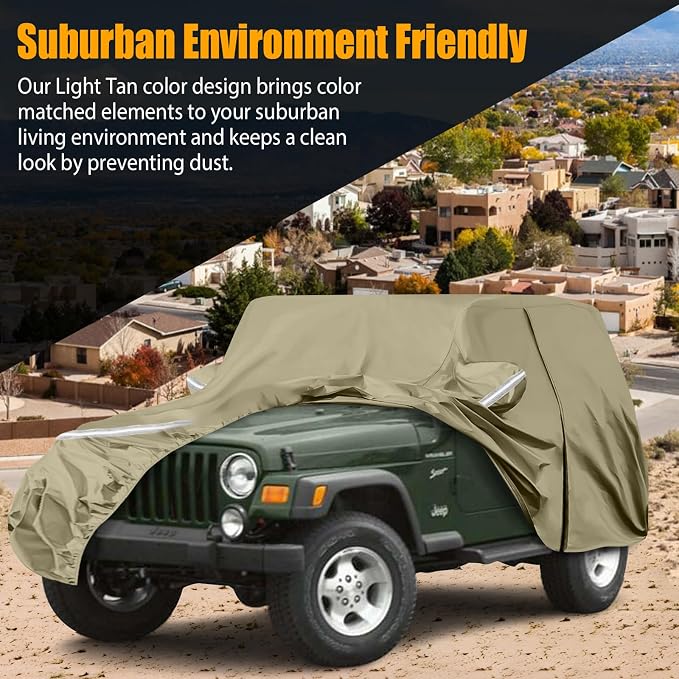 Waterproof Car Covers Replace for 1987-2006 Jeep Wrangler, Windproof Bands for - Image 5