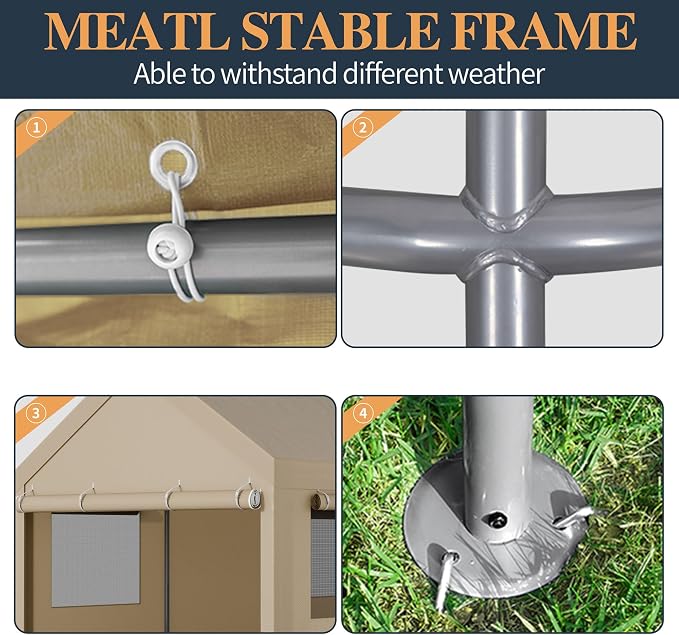 Shintenchi Carport 12' x 20' Heavy Duty Portable Garage, Car Port Canopy - Image 4