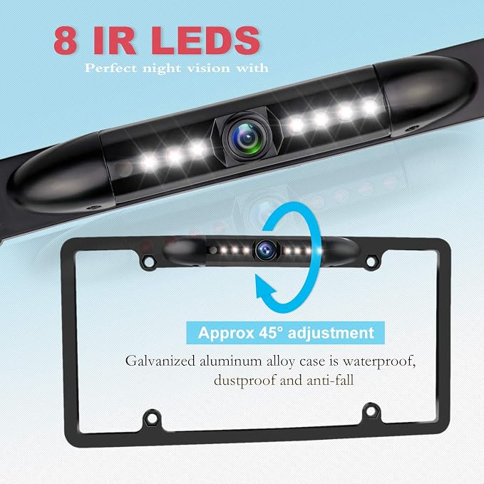 JPP License Plate Backup HD Camera, Rear View Camera 170° Viewing Angle - Image 4