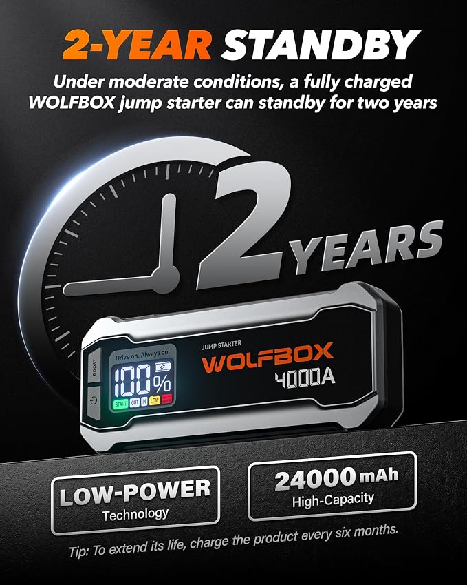 WOLFBOX 4000A Jump Starter, 12V Car Battery Jump Starter - Image 7