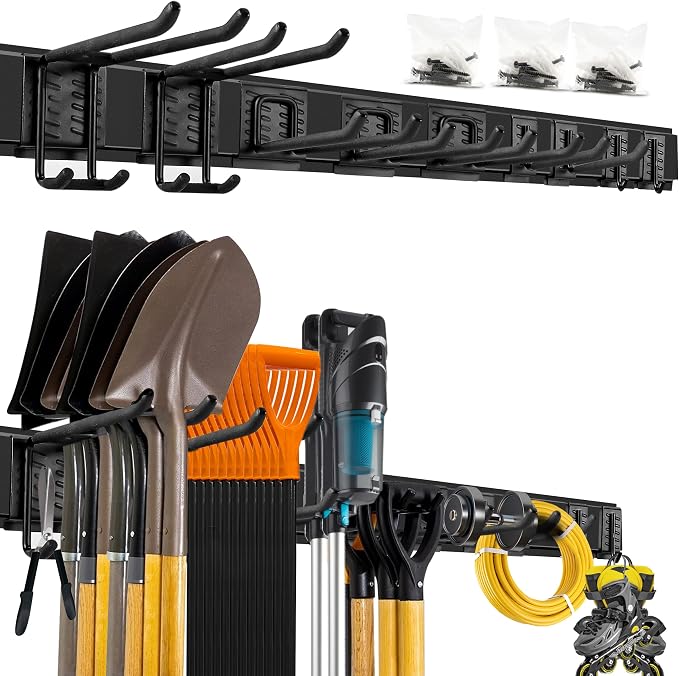Garage Tool Organizer Wall Mount, 48-Inch Multi-Functional Garage Hooks Heavy by DF+DUALFERV