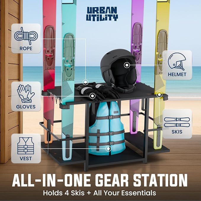 Water Ski Storage Rack – Garage Ski Rack Freestanding Organizer - Image 3