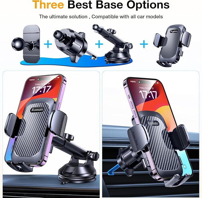Phone Holders for Your Car【2025 Upgraded 3 Base in 1】Car Phone Holder Mount - Image 2