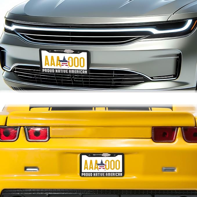 License Plate Frames Black and White License Plate Holder Proud Native American - Image 8