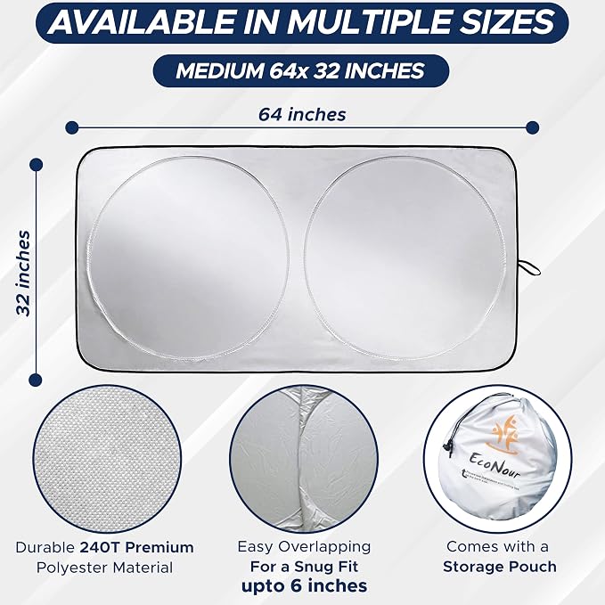 EcoNour Car Windshield Sunshade | Blocks 99% Heat & Keeps Interior Cool | - Image 6