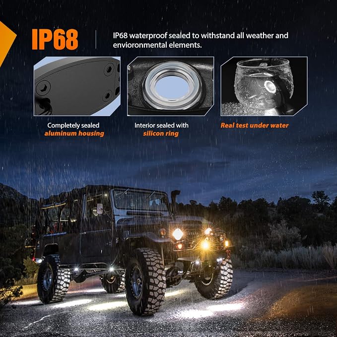 Nilight LED Rock Light 4PCS Underglow Wheel Well Pods Waterproof Exterior - Image 5