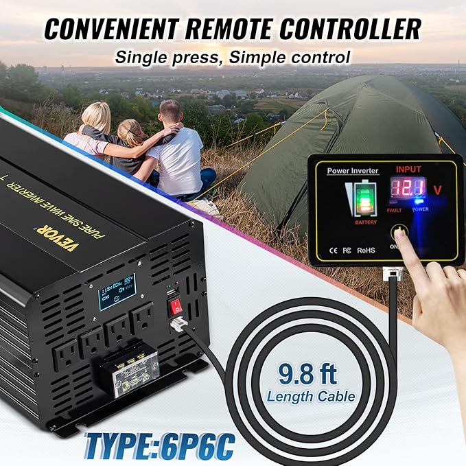 VEVOR Pure Sine Wave Inverter, 5000 Watt, Power Inverter, DC 12V to AC 120V Car - Image 4