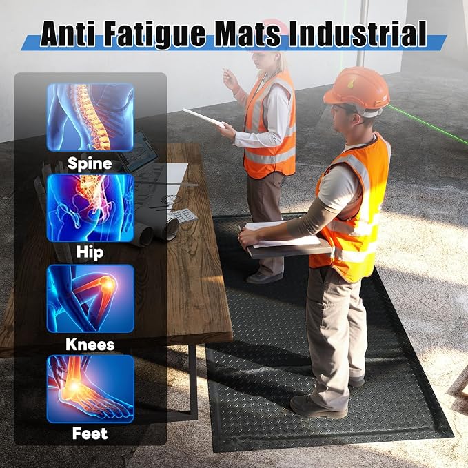 tonchean 3' x 7' Anti Fatigue Mats Industrial Extra Thick 15/16" Ergonomic - Image 7